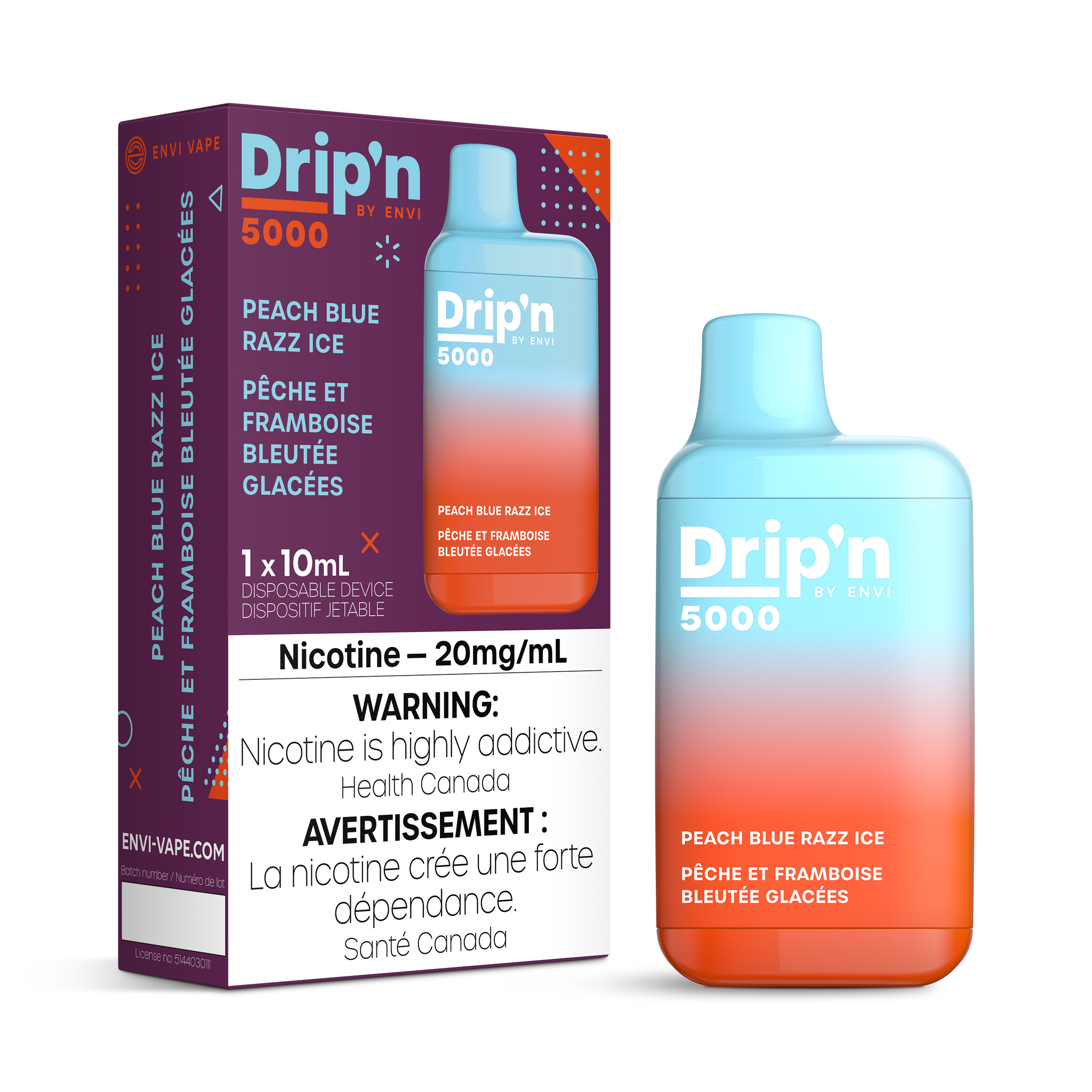 Drip'n 5000 Disposable by Envi - Peach Blue Razz Ice