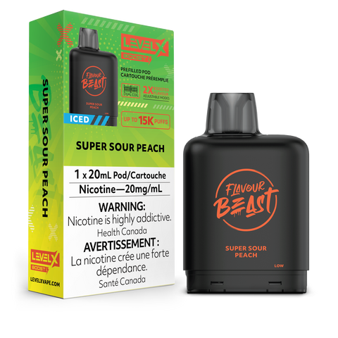 Level X Flavour Beast Boost - Super Sour Peach Iced